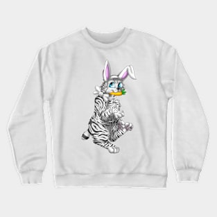 Bobtail BunnyCat: Silver Tabby (White) Crewneck Sweatshirt
